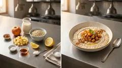 Porridge de avena cremoso con manzana caramelizada (sin azúcar añadida)