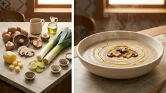 Crema de hongos y puerro: suave, aromática y lista sin complicarte