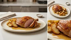 Muslos de pavo al horno con vino blanco: jugosos y con salsa en la misma charola